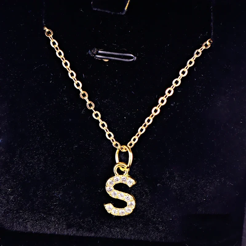 Kpop Shining A-Z Letter Pendant Charm Necklace 26 Initial Alphabet Name Golden Clavicle Chain Party Valentine's Day Jewelry Gift