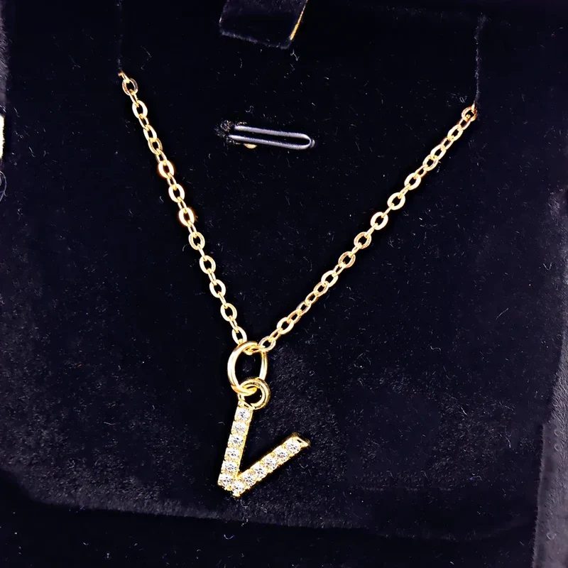 Kpop Shining A-Z Letter Pendant Charm Necklace 26 Initial Alphabet Name Golden Clavicle Chain Party Valentine's Day Jewelry Gift