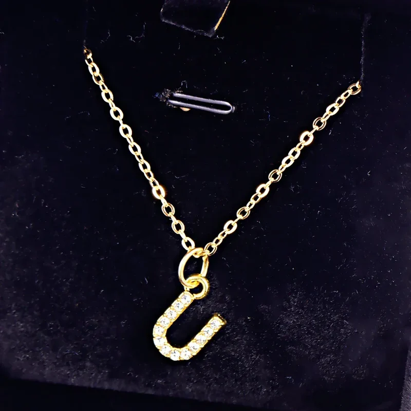 Kpop Shining A-Z Letter Pendant Charm Necklace 26 Initial Alphabet Name Golden Clavicle Chain Party Valentine's Day Jewelry Gift