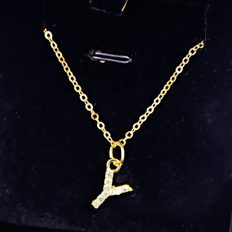 Kpop Shining A-Z Letter Pendant Charm Necklace 26 Initial Alphabet Name Golden Clavicle Chain Party Valentine's Day Jewelry Gift