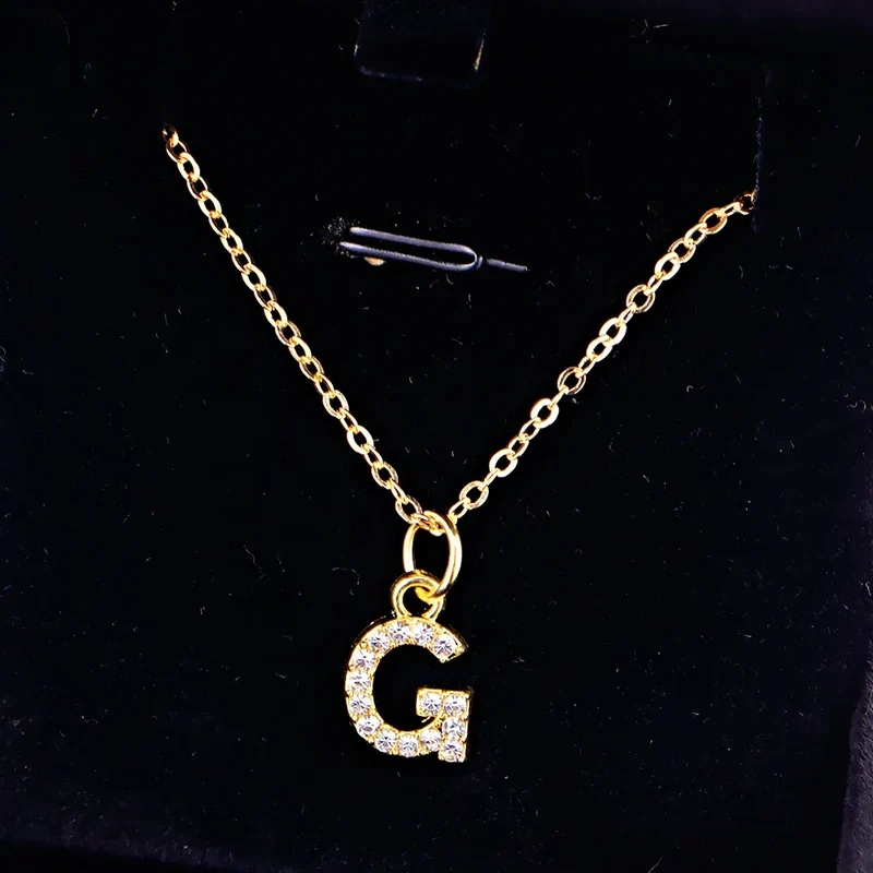 Kpop Shining A-Z Letter Pendant Charm Necklace 26 Initial Alphabet Name Golden Clavicle Chain Party Valentine's Day Jewelry Gift