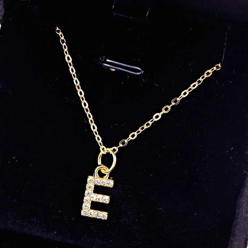 Kpop Shining A-Z Letter Pendant Charm Necklace 26 Initial Alphabet Name Golden Clavicle Chain Party Valentine's Day Jewelry Gift