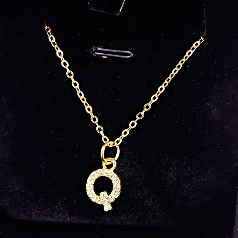 Kpop Shining A-Z Letter Pendant Charm Necklace 26 Initial Alphabet Name Golden Clavicle Chain Party Valentine's Day Jewelry Gift