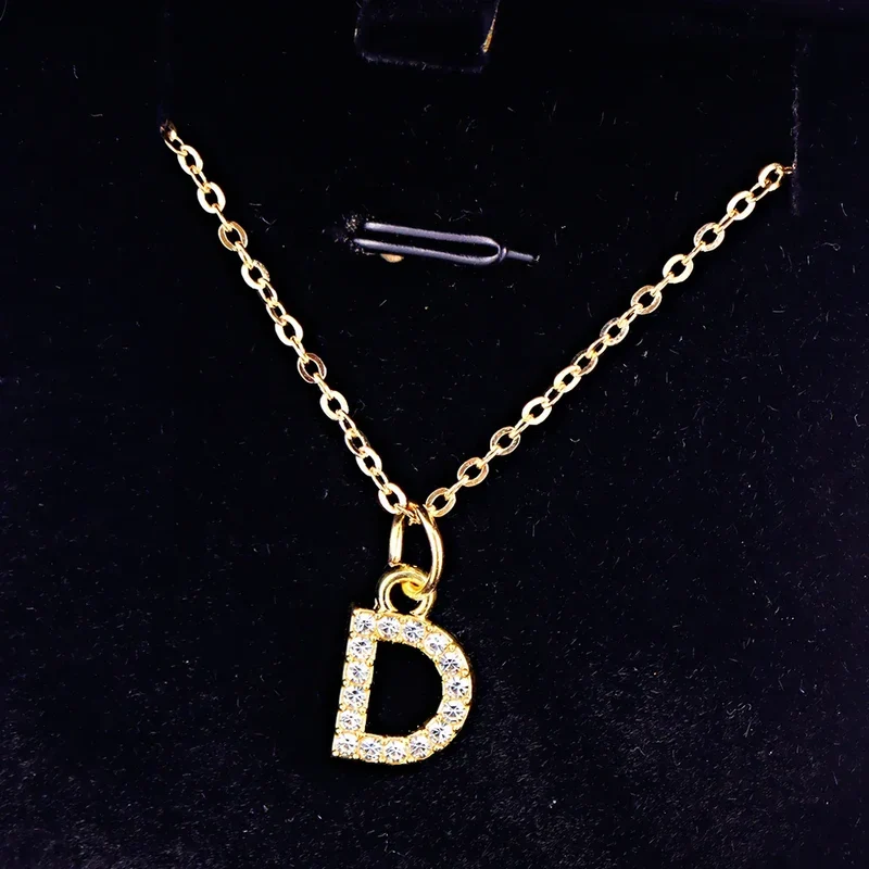 Kpop Shining A-Z Letter Pendant Charm Necklace 26 Initial Alphabet Name Golden Clavicle Chain Party Valentine's Day Jewelry Gift