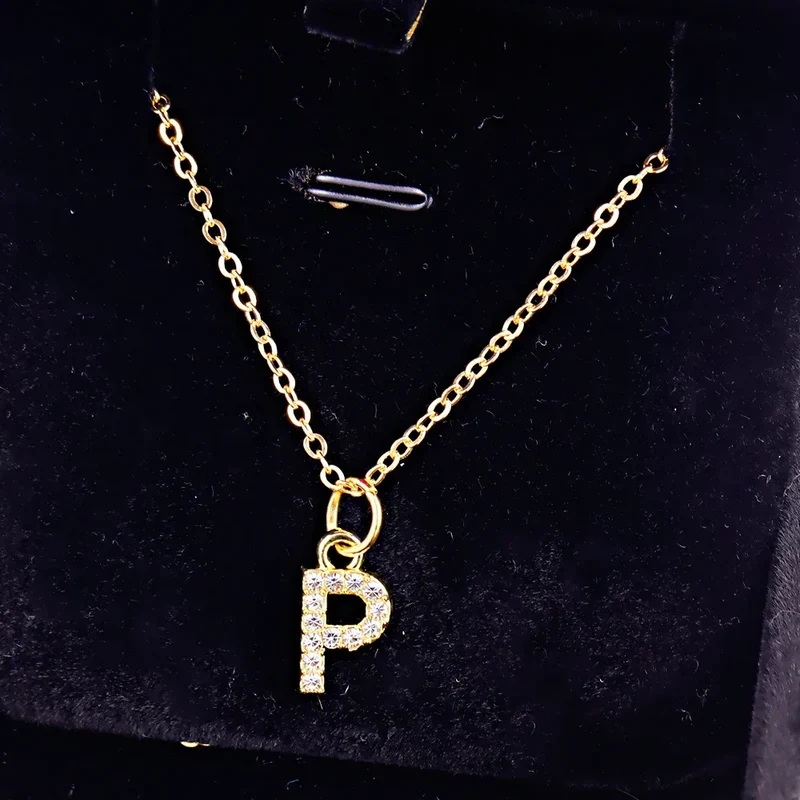 Kpop Shining A-Z Letter Pendant Charm Necklace 26 Initial Alphabet Name Golden Clavicle Chain Party Valentine's Day Jewelry Gift