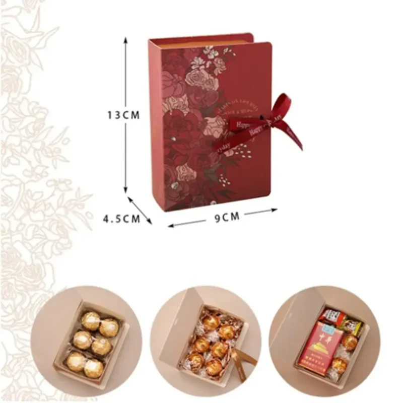 Creative Simple Book Shape Gift Box DIY Valentine's Day Wedding Party Birthday Banquet Baby Shower Candy Chocolate Package Decor