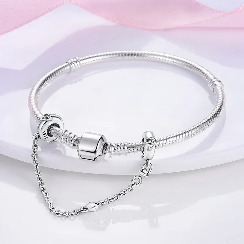 925 Silver Valentine's Day Charms Bead Sparkling Sweet Heart Rose Bear Charm Fit Original Bracelet Bangle Woman DIY Jewelry Gift