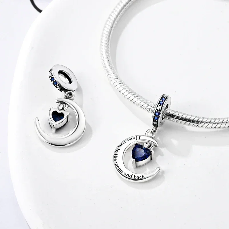 925 Silver Valentine's Day Charms Bead Sparkling Sweet Heart Rose Bear Charm Fit Original Bracelet Bangle Woman DIY Jewelry Gift