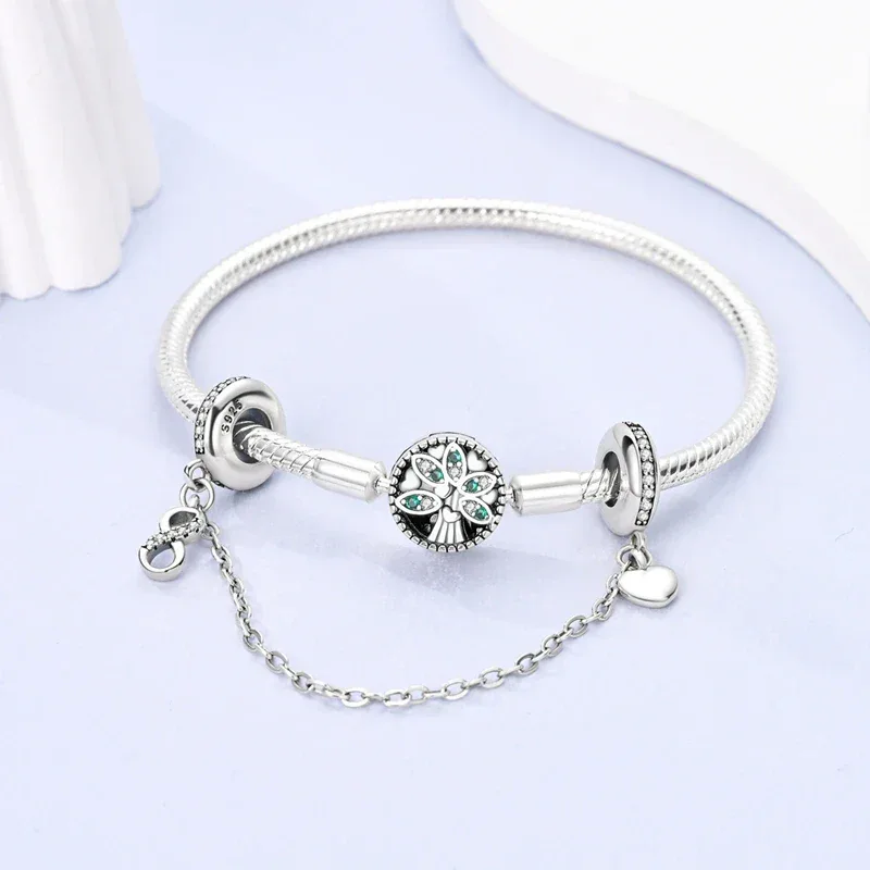 925 Silver Valentine's Day Charms Bead Sparkling Sweet Heart Rose Bear Charm Fit Original Bracelet Bangle Woman DIY Jewelry Gift
