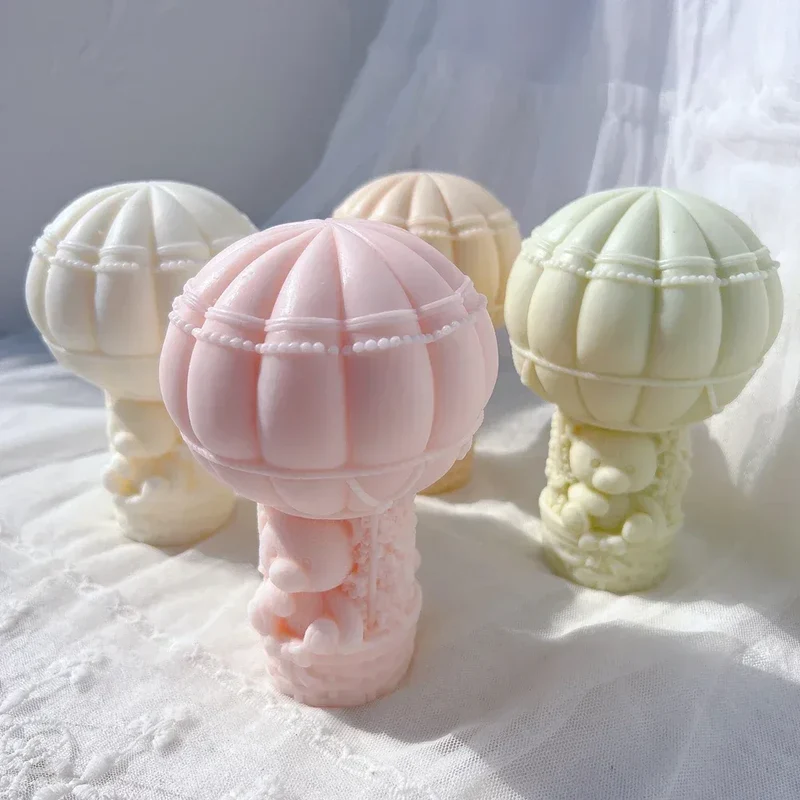 Teddy Bear in A Balloon Candle Mold Valentine's Day Gift idea sitting Bear Hot Air Balloon Silicone Mold Home Decor Wedding Gift