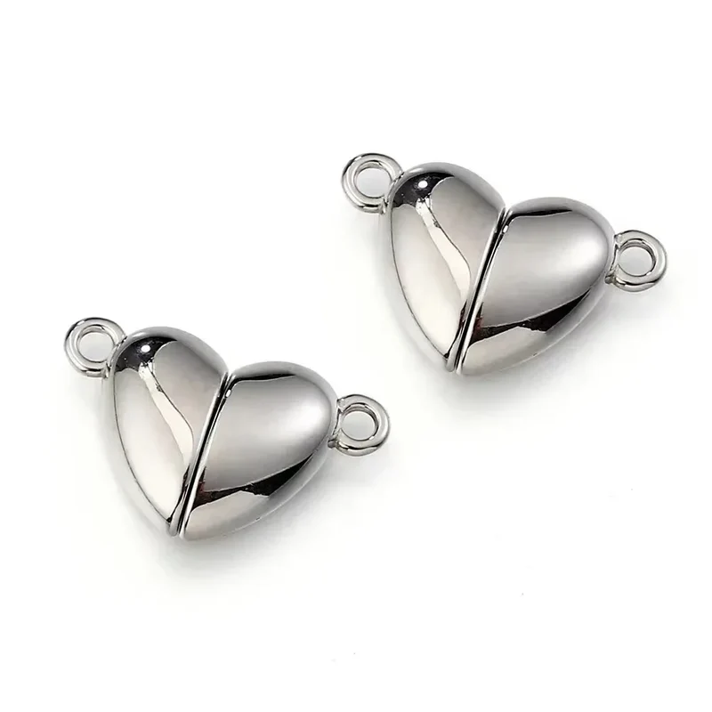 6sets Magnet Couple Heart Charm For Jewelry Making Bulk Silver/Gold Color Love Pendant Diy Women/Men Accessories Valentine's Day