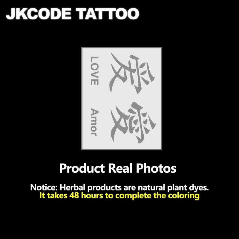 Oriental Style Chinese Character Herbal Temporary Tattoo Valentine's Day Gift I Love You Confession Tattoo Men Women Herbal Tattoo Sticker