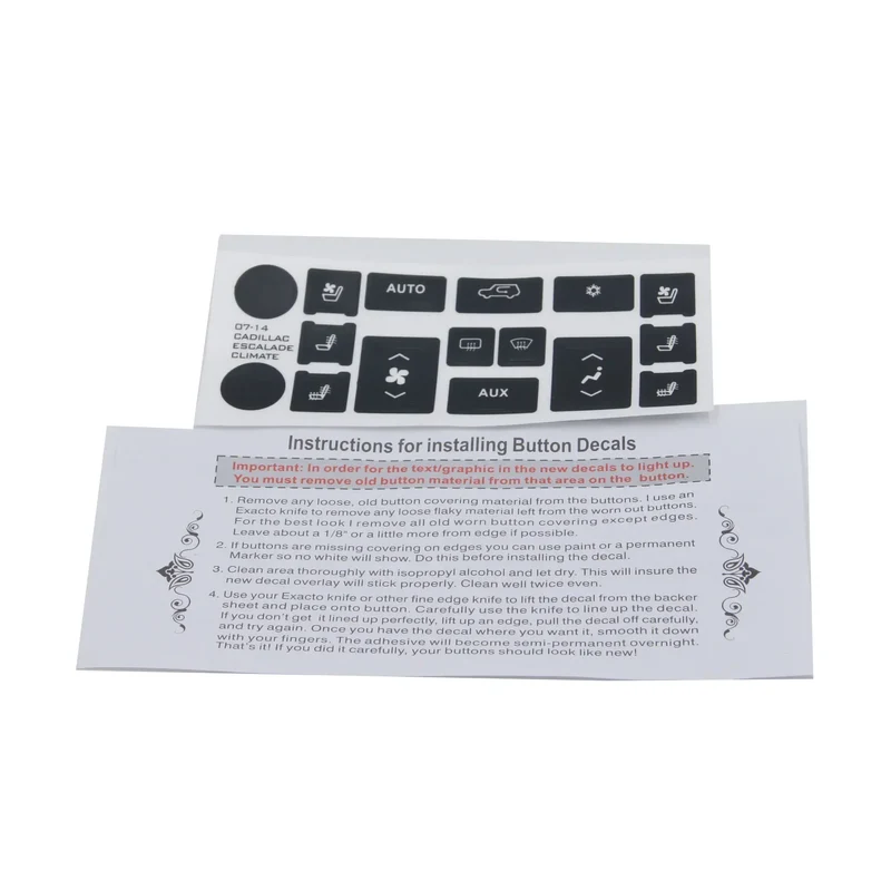 For Cadillac Escalade AC Climate Control Button Repair Restoration Decals Sticker