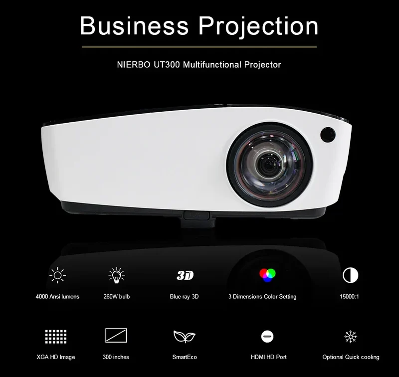 Full High Definition HD 1080P 3LCD 3LED Projector Portable Mini Short Throw 3D Projector