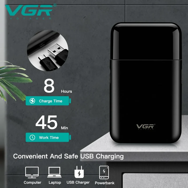 VGR Electric Shaver Professional Shaver Portable Mini Shaving Machine USB Charge Beard Trimmer for Men V 390