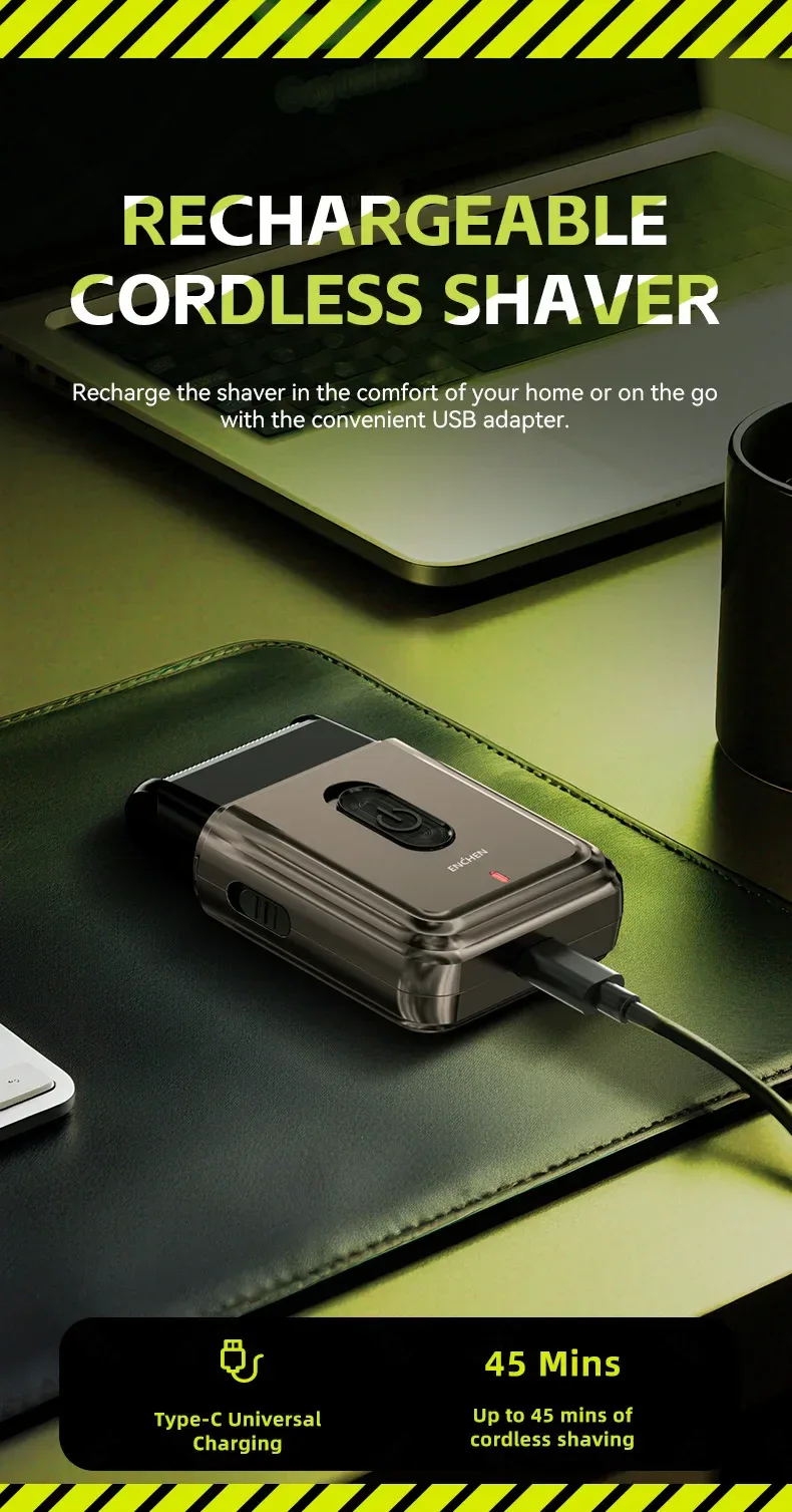 ENCHEN MS003 Compact Foil Shaver With POP-UP Precision Trimmer Type-C Charging With Indicator 7000RPM Strong Motor