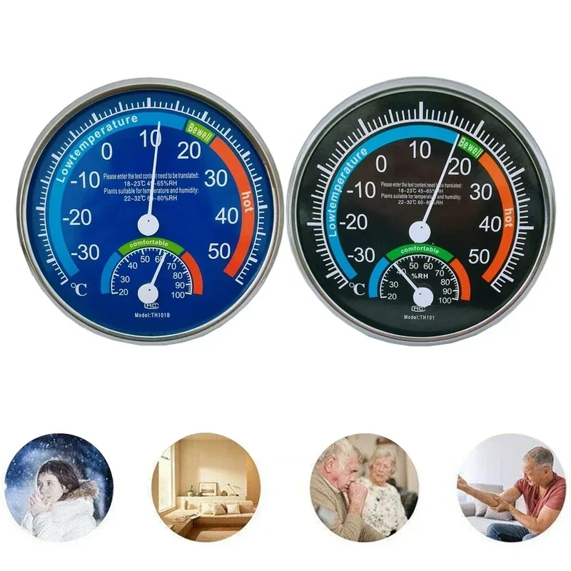 Thermo-hygrometer ABS Black/blue Room Climate Control Inside Thermometer Hygrometer Thermo Analogue Humidity