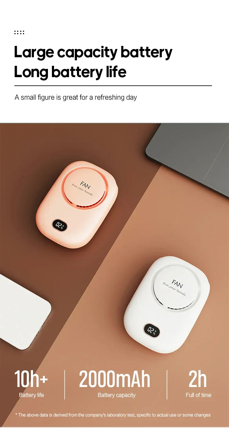 New Portable Hanging Neck Fan, Mini Cooling Waist Fans, Rechargeable Bladeless Fans 2000mAh Outdoor Personal Ventilador