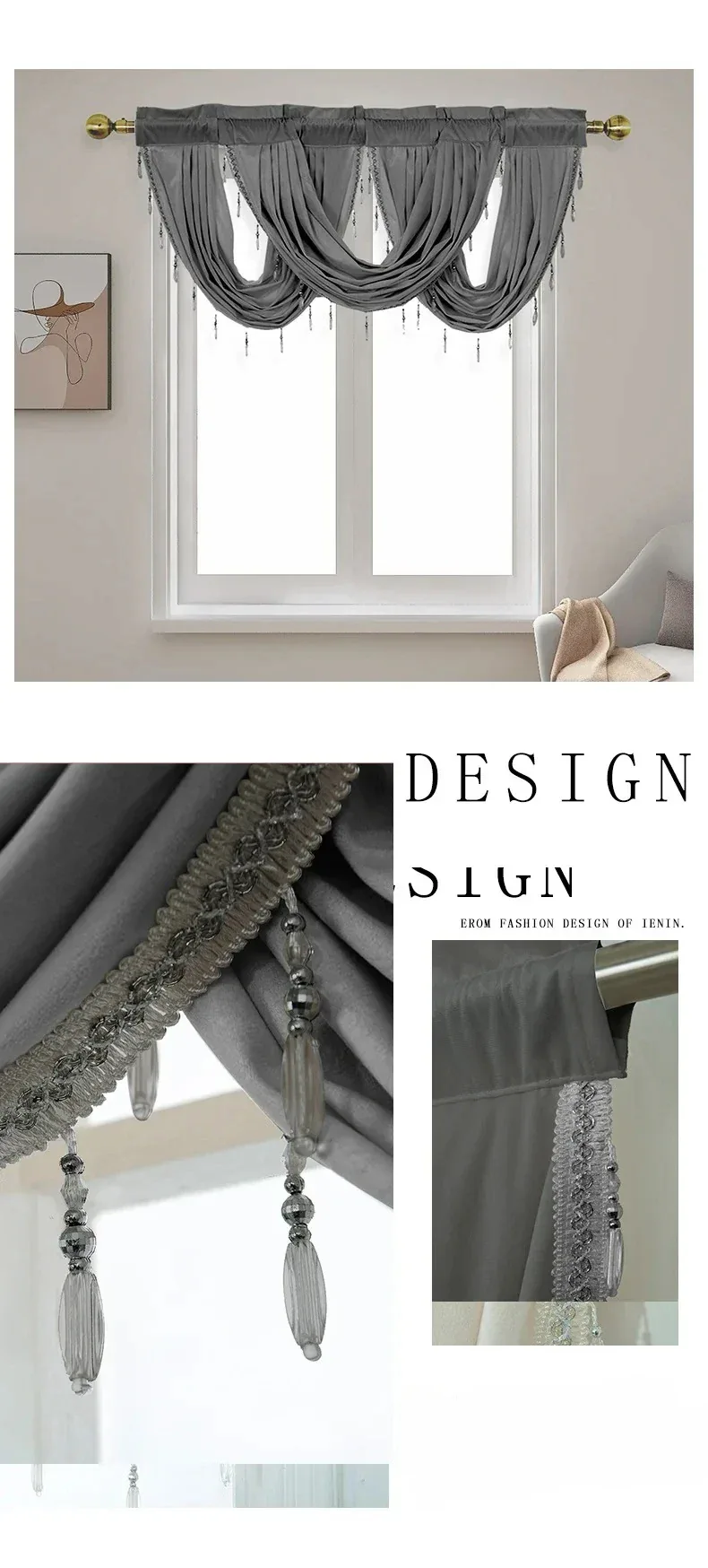 Velvet Valance Small Curtain for LivingRoom Bedroom Kitchen Hotel Hall Luxury Home Decoration High Quality Fabric Partition