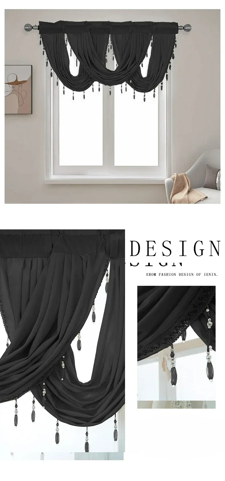Velvet Valance Small Curtain for LivingRoom Bedroom Kitchen Hotel Hall Luxury Home Decoration High Quality Fabric Partition