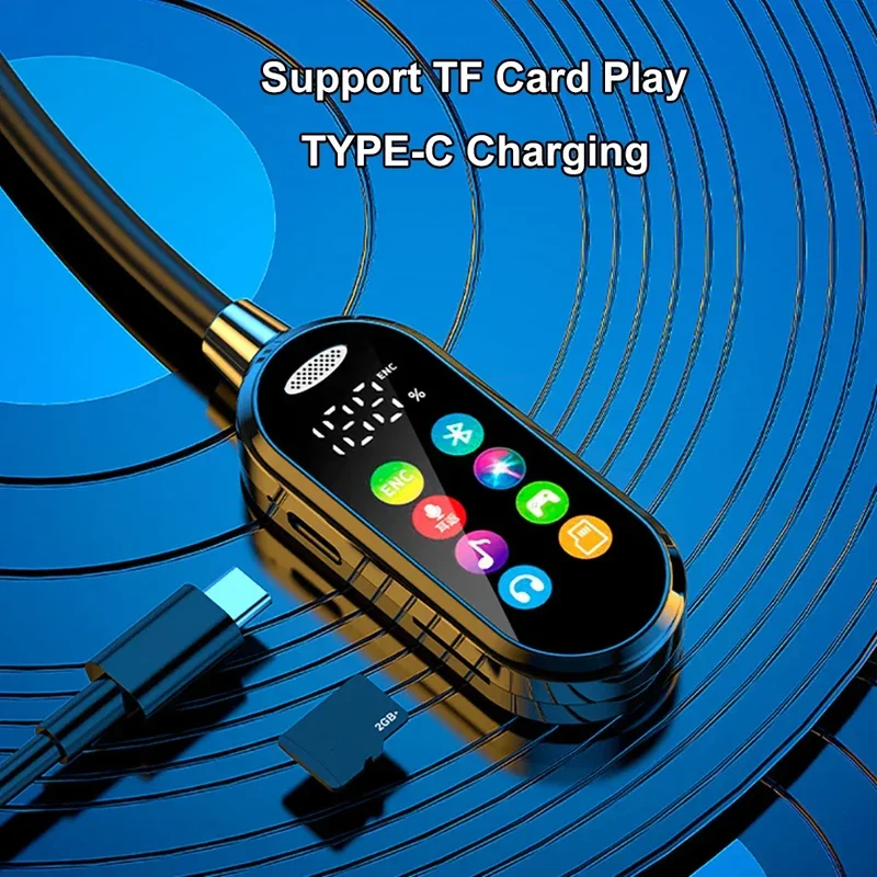 Color Screen Bluetooth 5.4 Earphones Neckband Headphones Wireless Headsets Noise Reduction Earbuds for Live Earphone Monitor