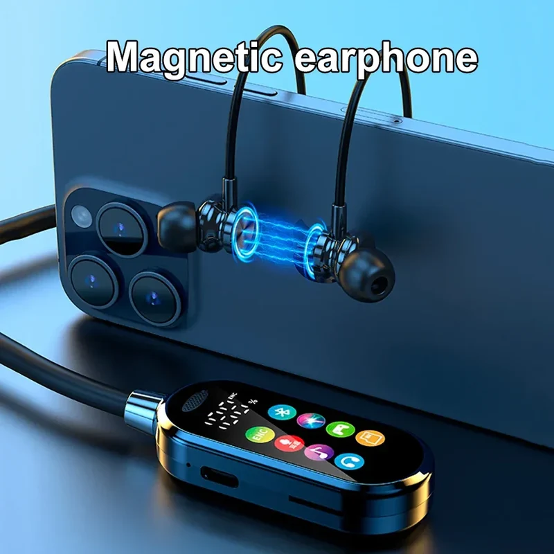 Color Screen Bluetooth 5.4 Earphones Neckband Headphones Wireless Headsets Noise Reduction Earbuds for Live Earphone Monitor