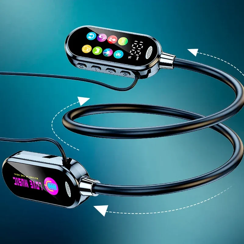 Color Screen Bluetooth 5.4 Earphones Neckband Headphones Wireless Headsets Noise Reduction Earbuds for Live Earphone Monitor