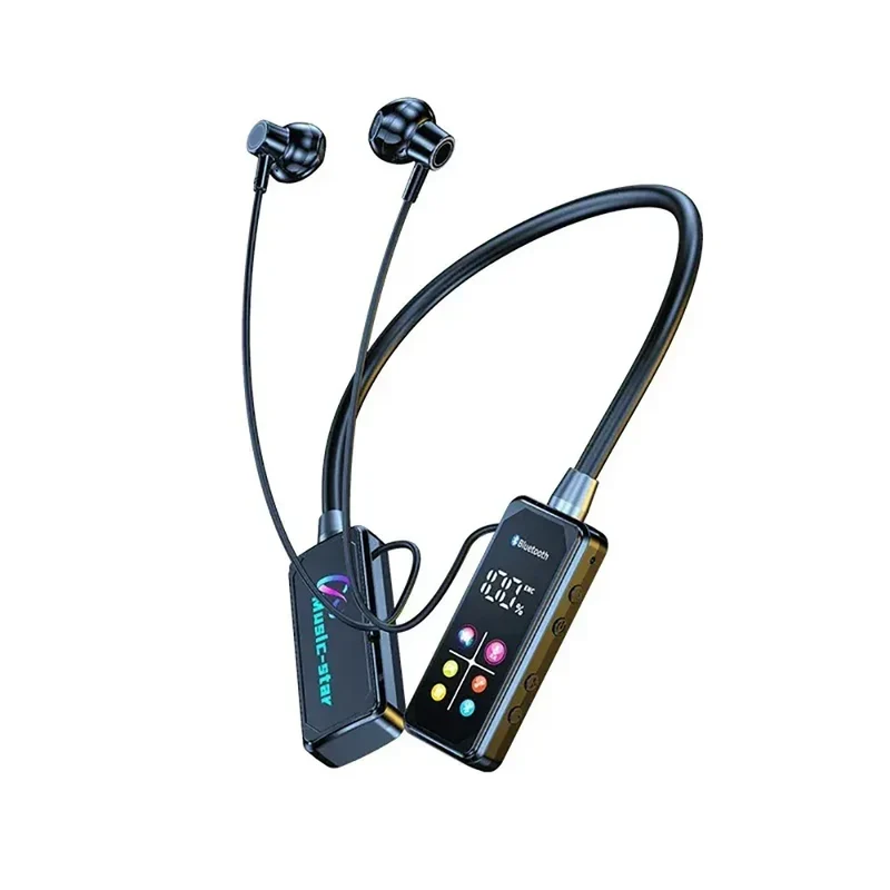 Color Screen Bluetooth 5.4 Earphones Neckband Headphones Wireless Headsets Noise Reduction Earbuds for Live Earphone Monitor