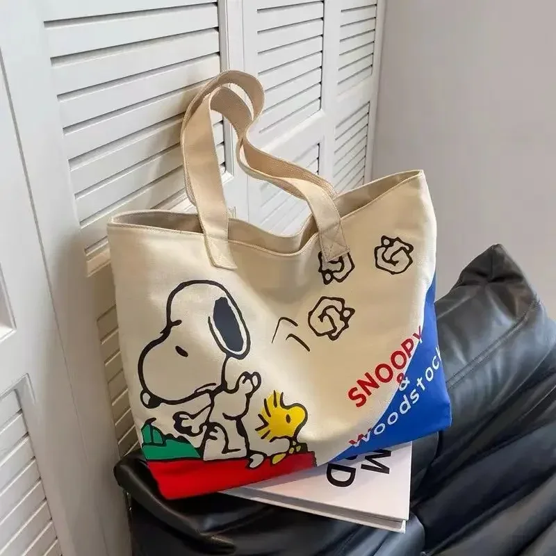 Snoopy Girl New Cute Cartoon Fashion Versatile Casual Travel Lightweight Large Capacity Storage Shoulder Portable Canvas Bag
