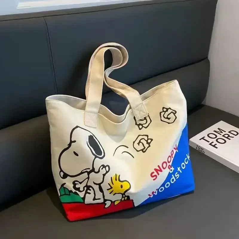 Snoopy Girl New Cute Cartoon Fashion Versatile Casual Travel Lightweight Large Capacity Storage Shoulder Portable Canvas Bag