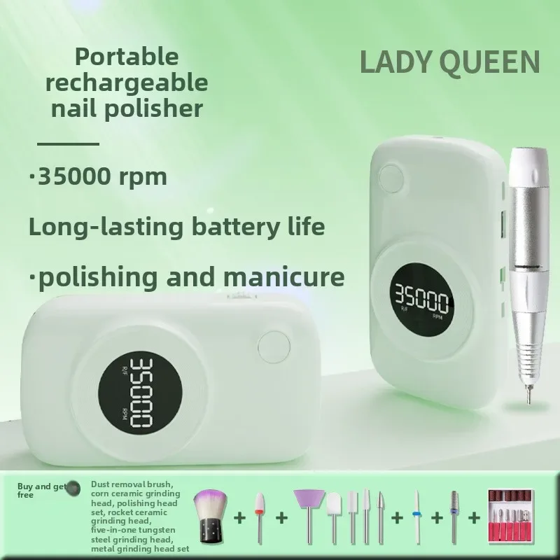35000 Rpm 5000 MAh Battery Professional Nail Nail Removal Machine Polishing Portable Electric Nail File with Grinding Head