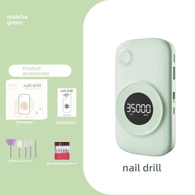 35000 Rpm 5000 MAh Battery Professional Nail Nail Removal Machine Polishing Portable Electric Nail File with Grinding Head