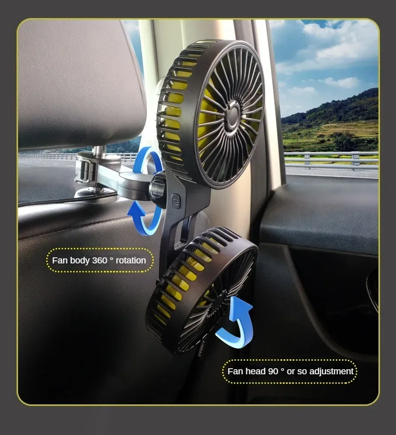 3-speed Car Fan Rear Seat Ventilador USB Freshener Air Conditioner Climatiseur Ventilateur Voiture Ventilatore Auto Cooler