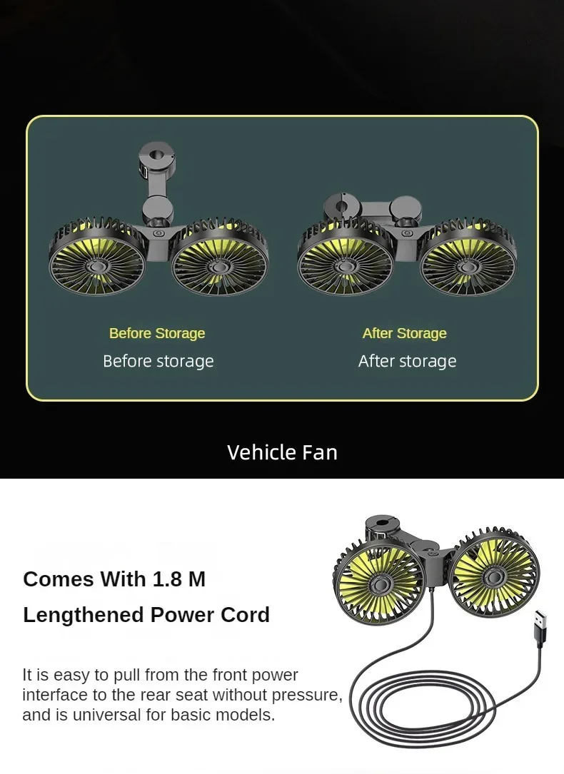 3-speed Car Fan Rear Seat Ventilador USB Freshener Air Conditioner Climatiseur Ventilateur Voiture Ventilatore Auto Cooler