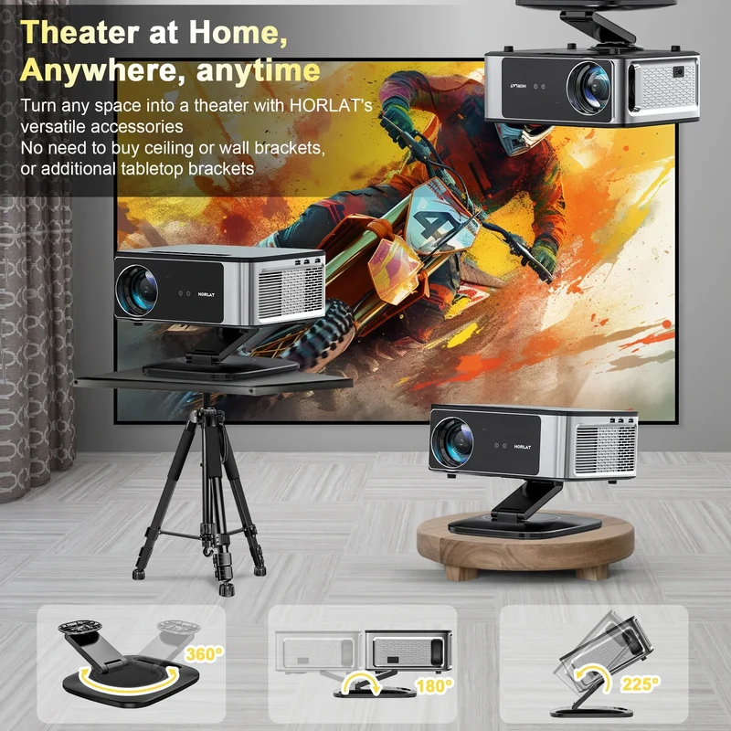 2025 HORLAT 45000 Lumens 4K UHD Projector Laser TOF Focus Android 12 WiFi 6 1080P Full HD Daylight Home Theater Movie Projector