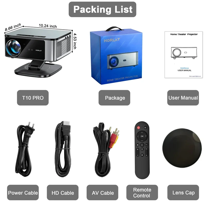 2025 HORLAT 45000 Lumens 4K UHD Projector Laser TOF Focus Android 12 WiFi 6 1080P Full HD Daylight Home Theater Movie Projector
