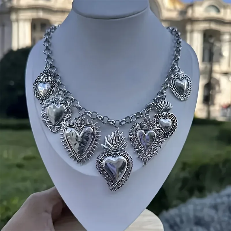 1Pc Fashion Exquisite Women's O-chain Choker Necklace Geometric Irregular Heart-shaped Pendant Necklace Y2K Daily Party Jewelry