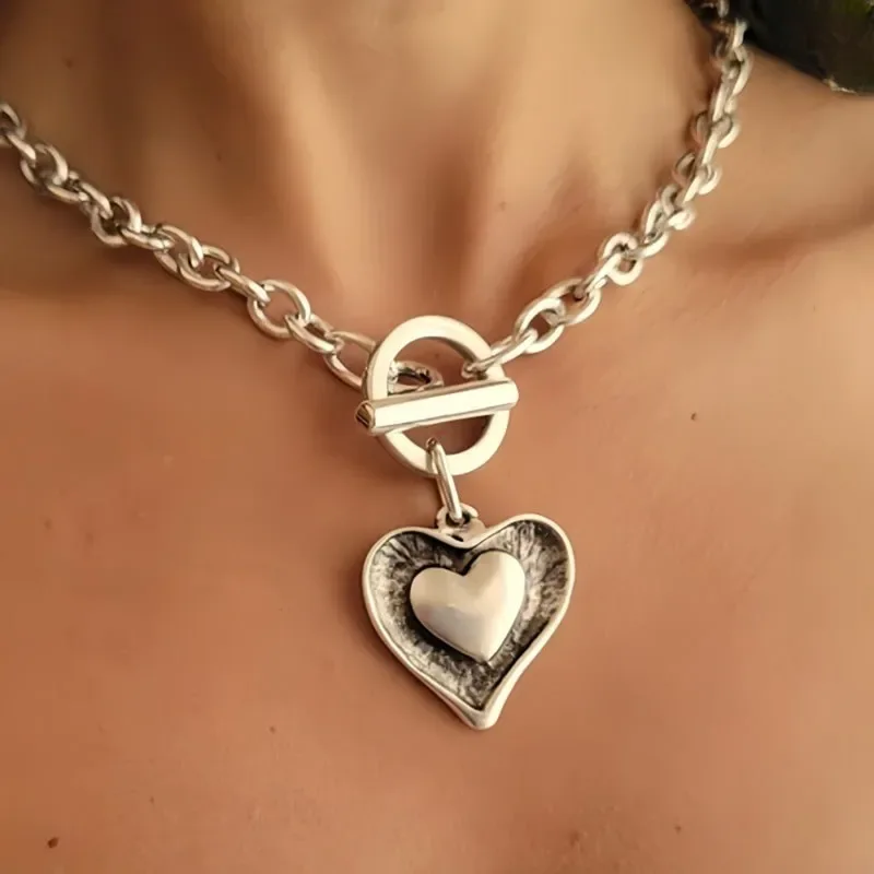 1Pc Fashion Exquisite Women's O-chain Choker Necklace Geometric Irregular Heart-shaped Pendant Necklace Y2K Daily Party Jewelry