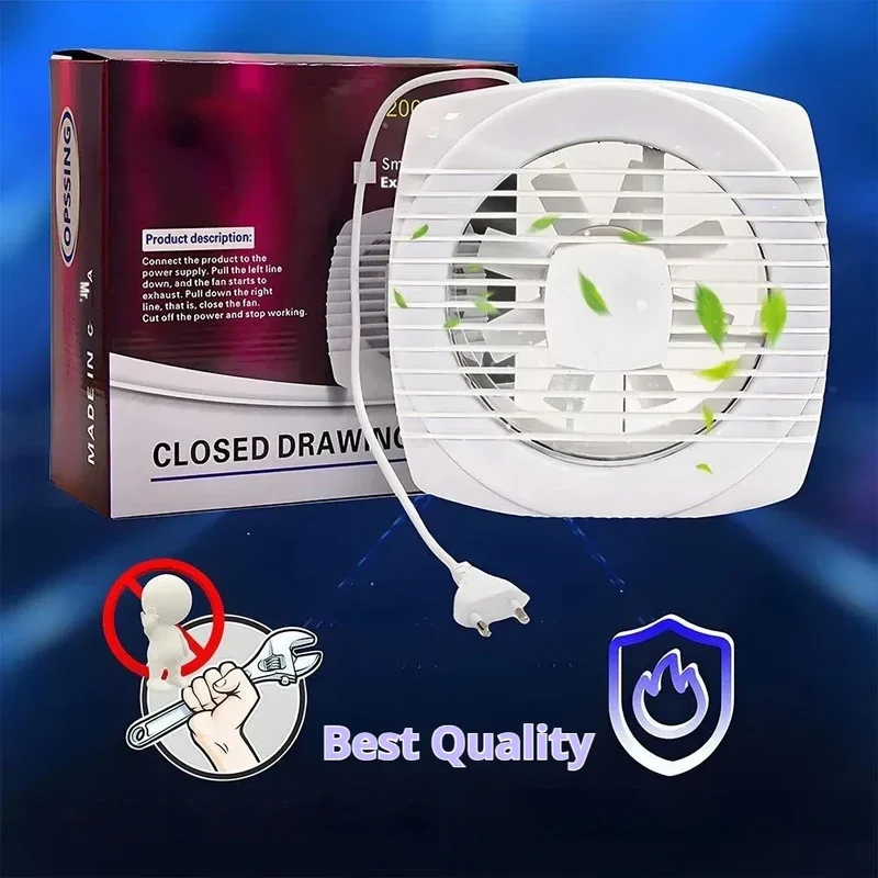 220V 4/6/7inch 110/150/180mm silence Ventilating Strong Exhaust Extractor Fan for Window Wall Bathroom Toilet Kitchen Mounted