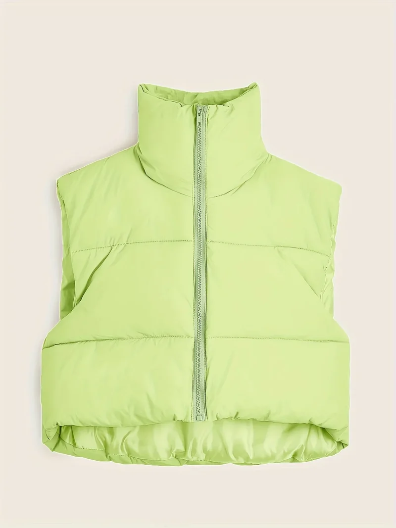 Women'S Sleeveless Vest - Vibrant Pink Slim-Fit Alternative Coat with Drawstring Hood, Zipper Front & Pockets for Fall/Winter Casual Wear, Casual Winter Wear | High Neckline Vest | Zippered Jacket