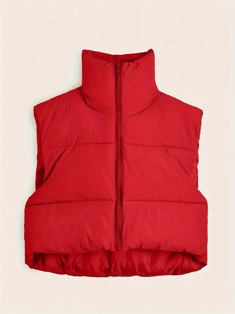 Women'S Sleeveless Vest - Vibrant Pink Slim-Fit Alternative Coat with Drawstring Hood, Zipper Front & Pockets for Fall/Winter Casual Wear, Casual Winter Wear | High Neckline Vest | Zippered Jacket