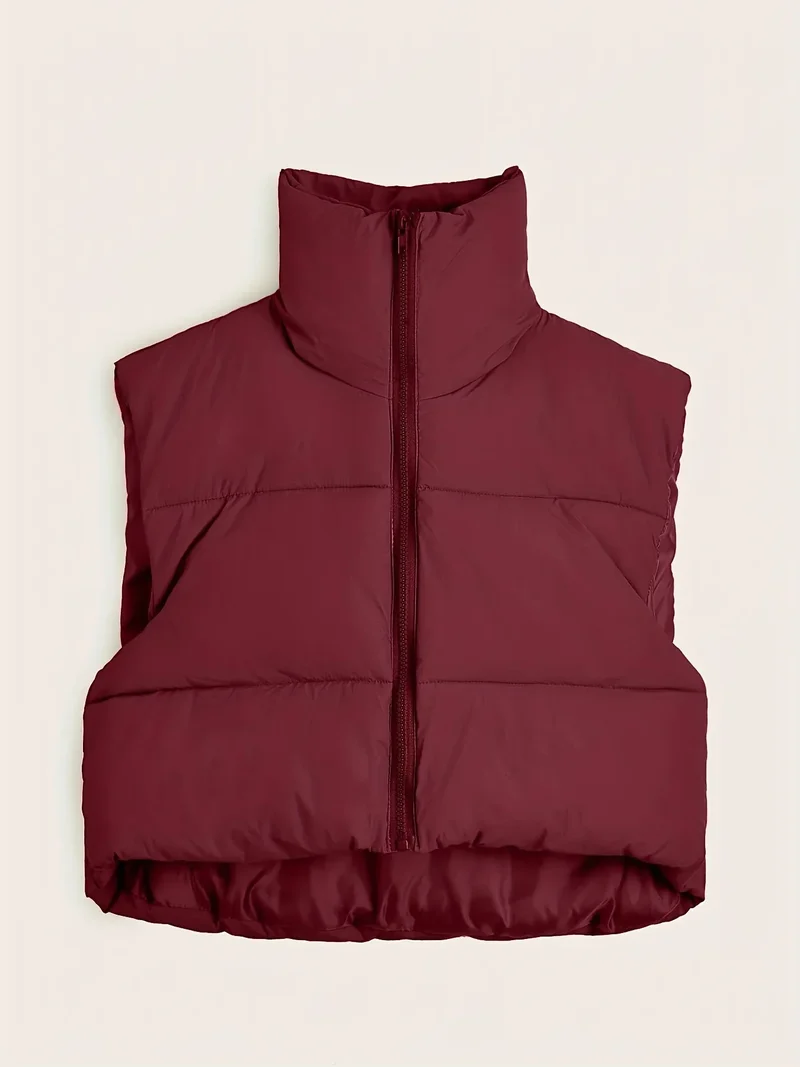 Women'S Sleeveless Vest - Vibrant Pink Slim-Fit Alternative Coat with Drawstring Hood, Zipper Front & Pockets for Fall/Winter Casual Wear, Casual Winter Wear | High Neckline Vest | Zippered Jacket