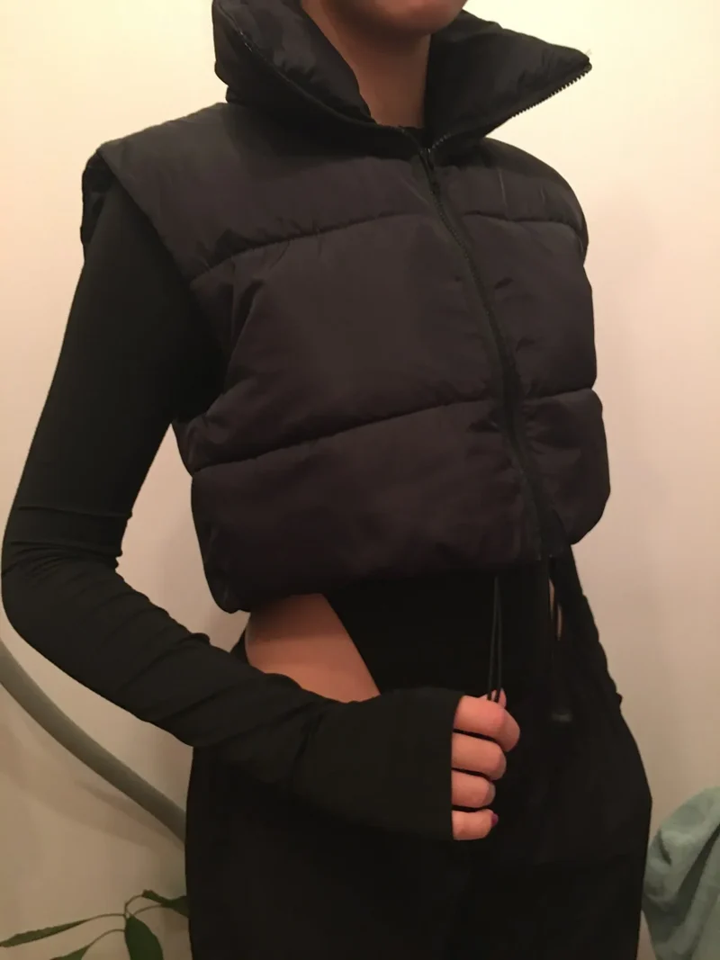 Women'S Sleeveless Vest - Vibrant Pink Slim-Fit Alternative Coat with Drawstring Hood, Zipper Front & Pockets for Fall/Winter Casual Wear, Casual Winter Wear | High Neckline Vest | Zippered Jacket