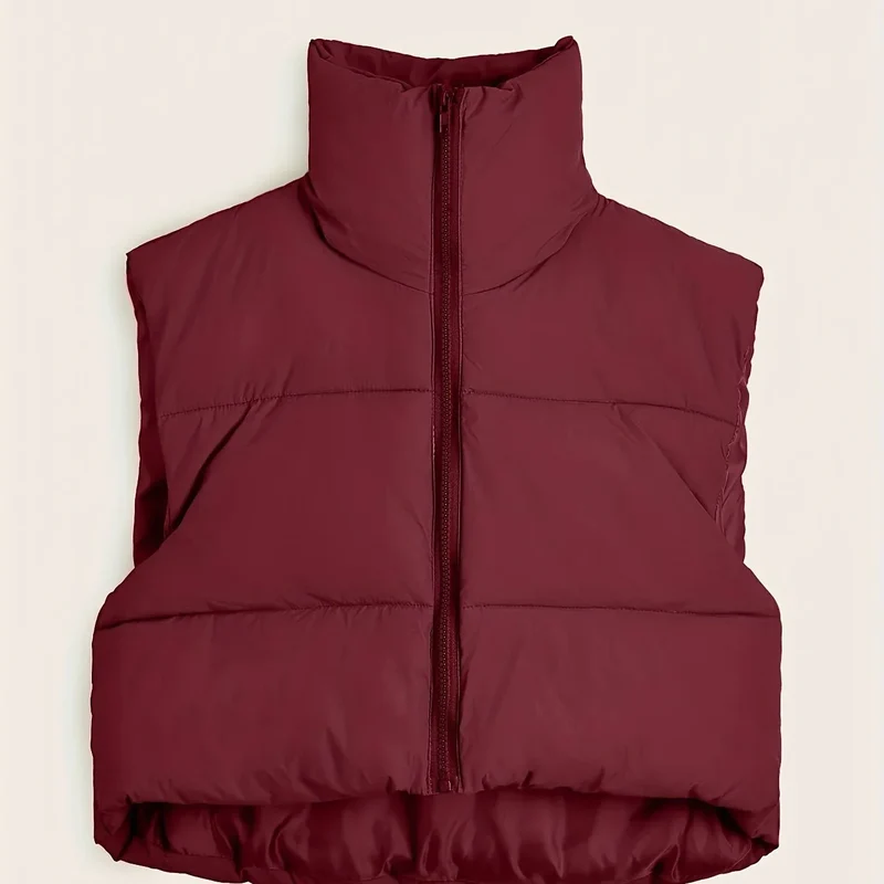 Women'S Sleeveless Vest - Vibrant Pink Slim-Fit Alternative Coat with Drawstring Hood, Zipper Front & Pockets for Fall/Winter Casual Wear, Casual Winter Wear | High Neckline Vest | Zippered Jacket