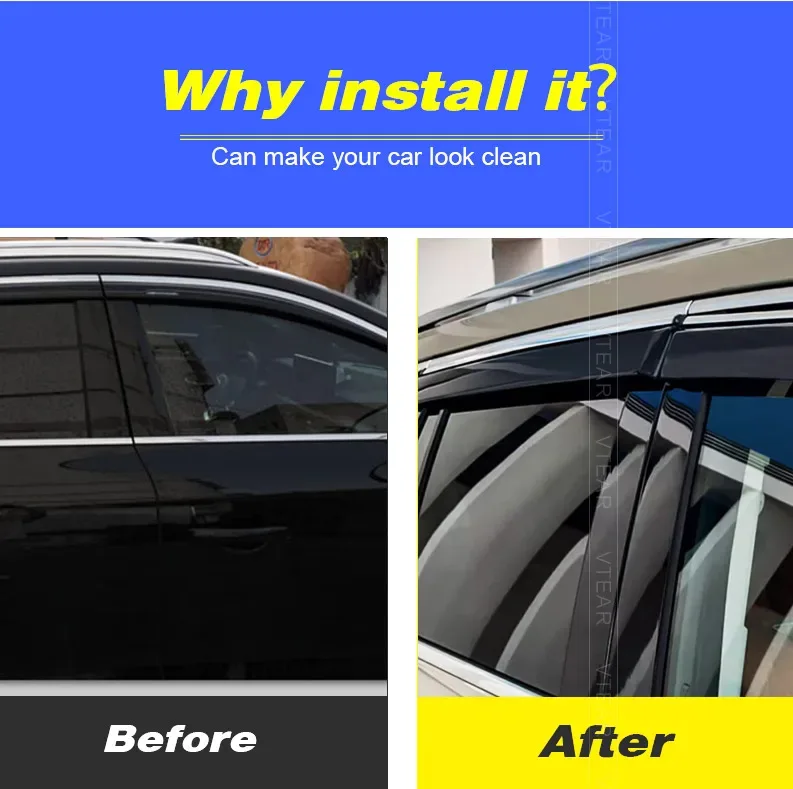 Vtear Car Window Visor Cover Decoration Water Shield Deflector Sun Shade Guard Exterior Accessories Parts For Tank 500 T500 2024