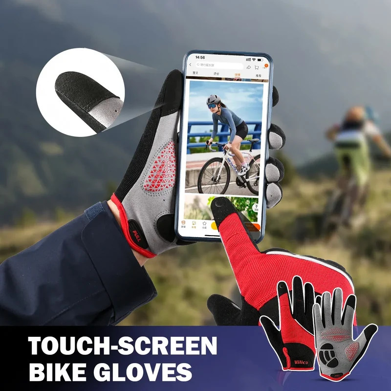 Vilico Outdoor Mountaineering Hiking and Cycling Gloves for Men and Women With Thickened Shock Absorbers Breathable and Non Slip