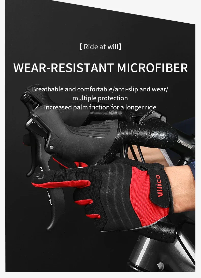Vilico Outdoor Mountaineering Hiking and Cycling Gloves for Men and Women With Thickened Shock Absorbers Breathable and Non Slip