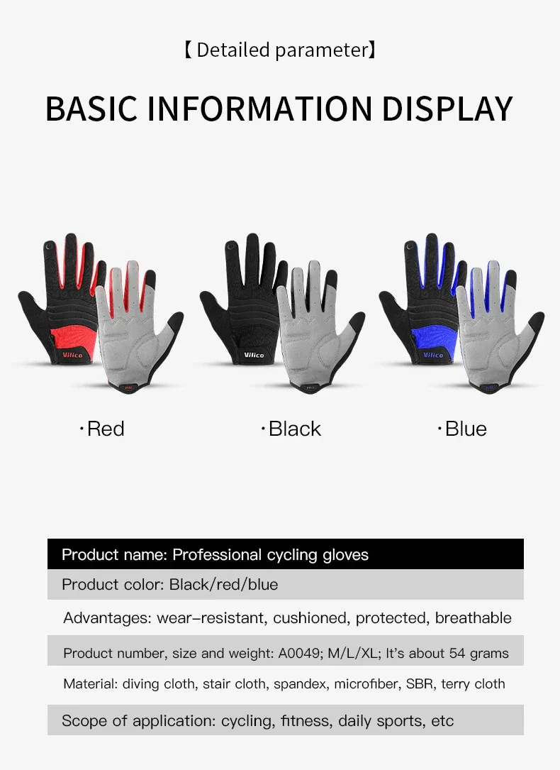 Vilico Outdoor Mountaineering Hiking and Cycling Gloves for Men and Women With Thickened Shock Absorbers Breathable and Non Slip