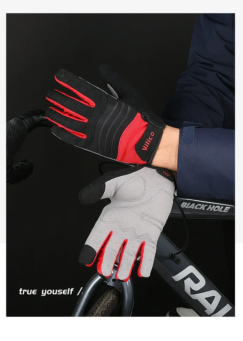 Vilico Outdoor Mountaineering Hiking and Cycling Gloves for Men and Women With Thickened Shock Absorbers Breathable and Non Slip