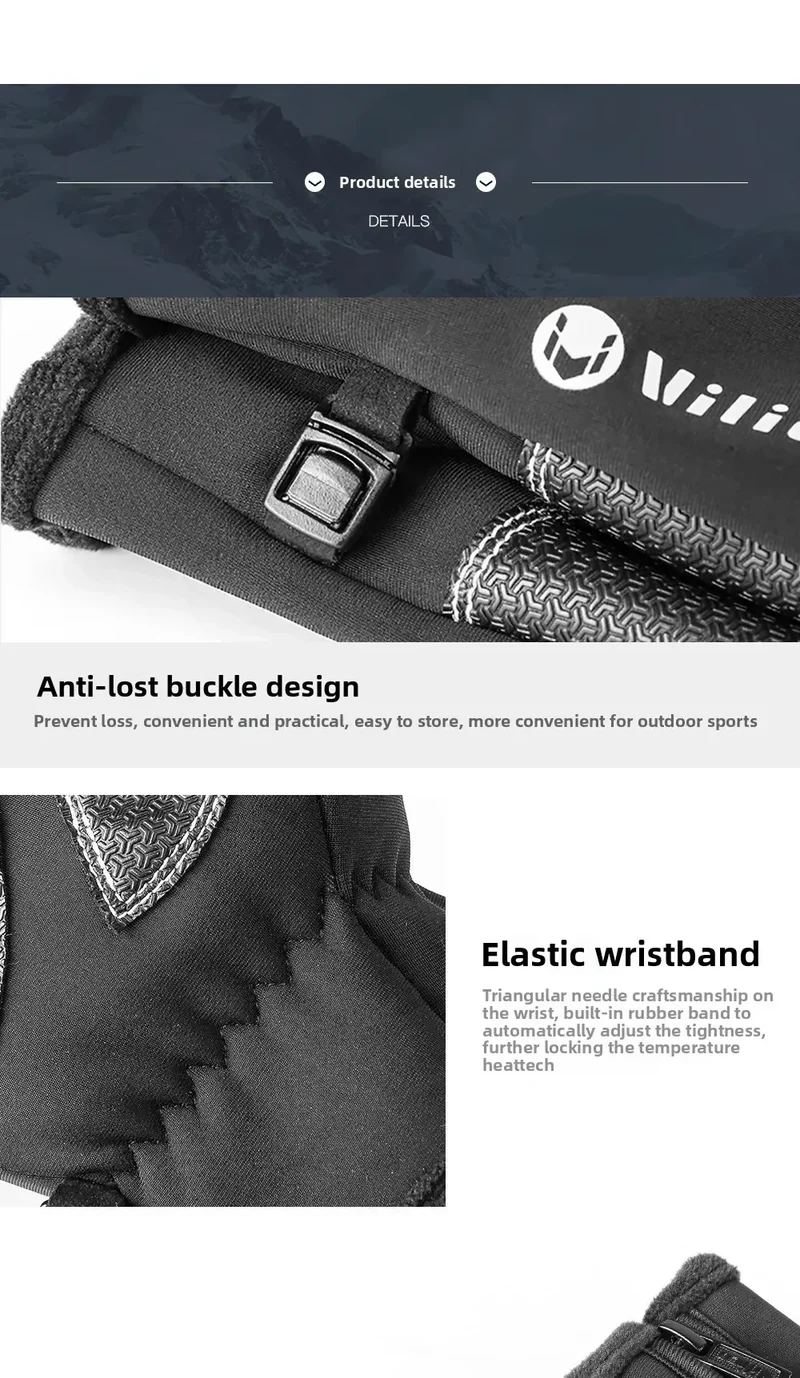Vilico Warm Touchscreen Motorcycle Fishing Gloves Windproof Durable Anti‑Slip Waterproof Breathable for Autumn & Winter Cycling